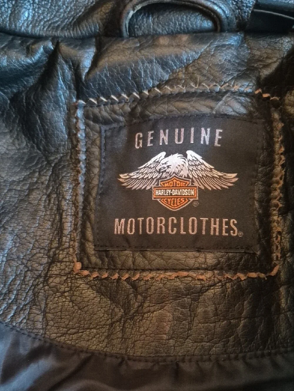 Harley-Davidson Brown Leather Bomber Jacket with Painted Accents And Kustom Kat.